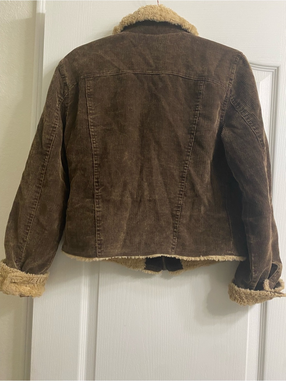 Vintage 90s Giacca Corduroy Sherpa Crop Penny Lane Y2K Brown Trucker Jacket M - Picture 10 of 13